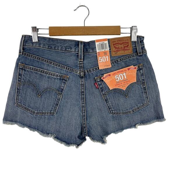 Levi’s 501 Roadside Blues Cut Off Button Fly Shorts 100% Cotton Distressed 29 - Picture 8 of 13
